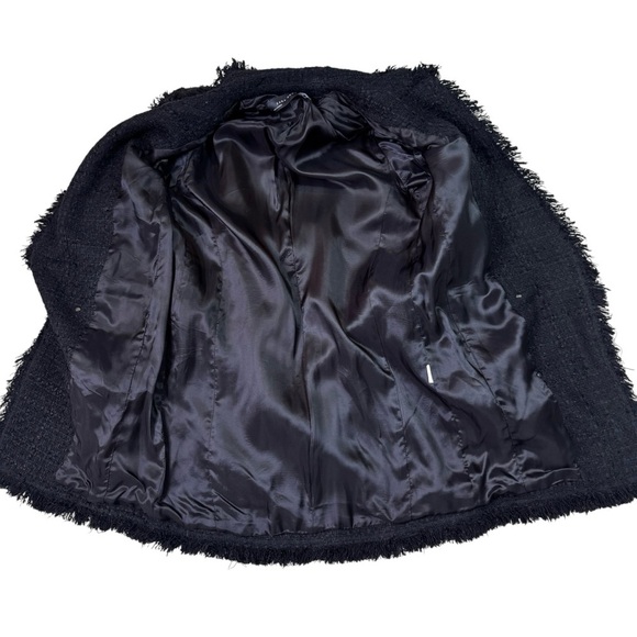 Zara Tweed Textured Boucle Pearl Button Blazer Jacket Black Size XS - Picture 11 of 15